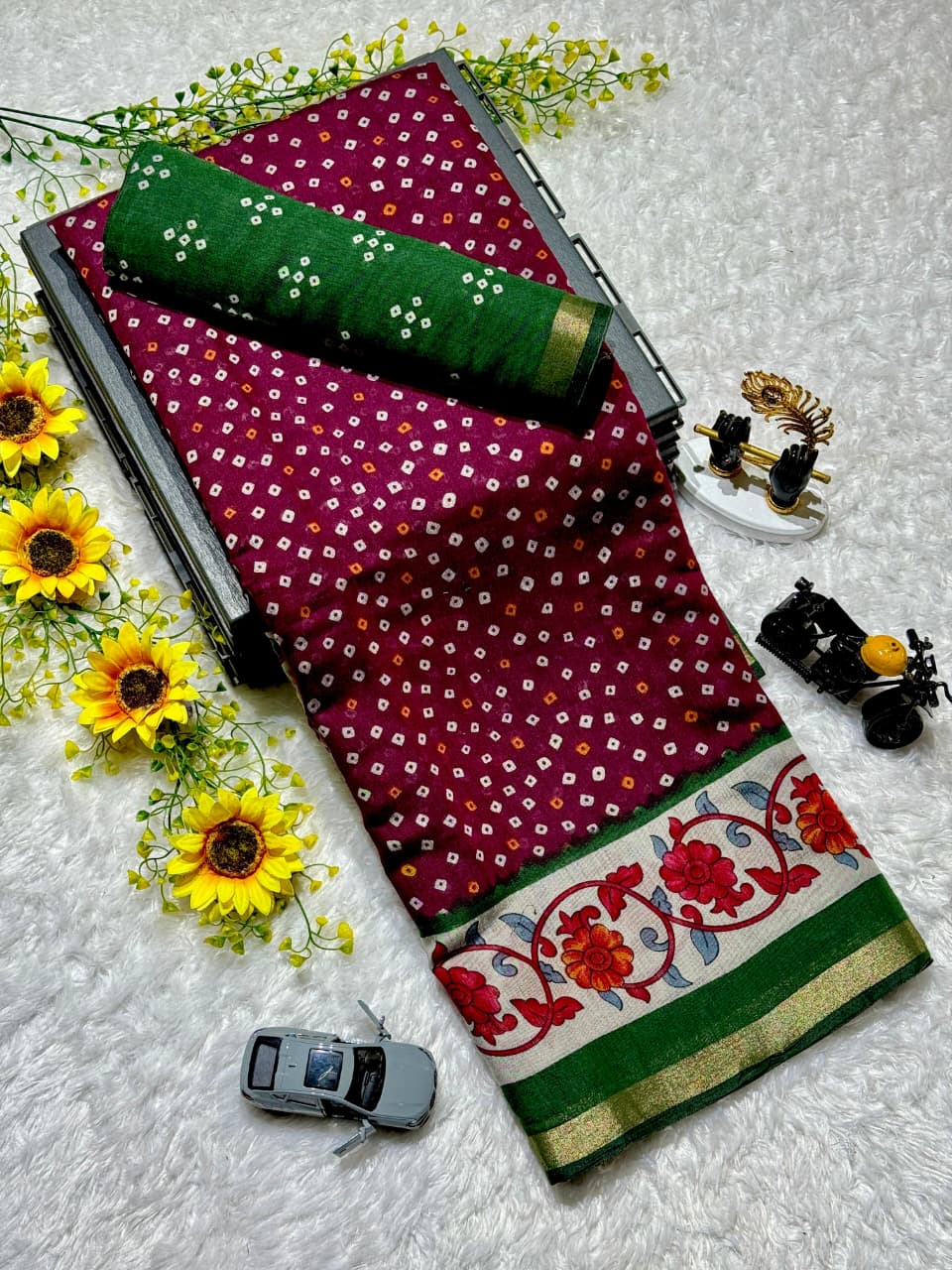 Mul Cotton Saree with Uniform Design and Matching Blouse
